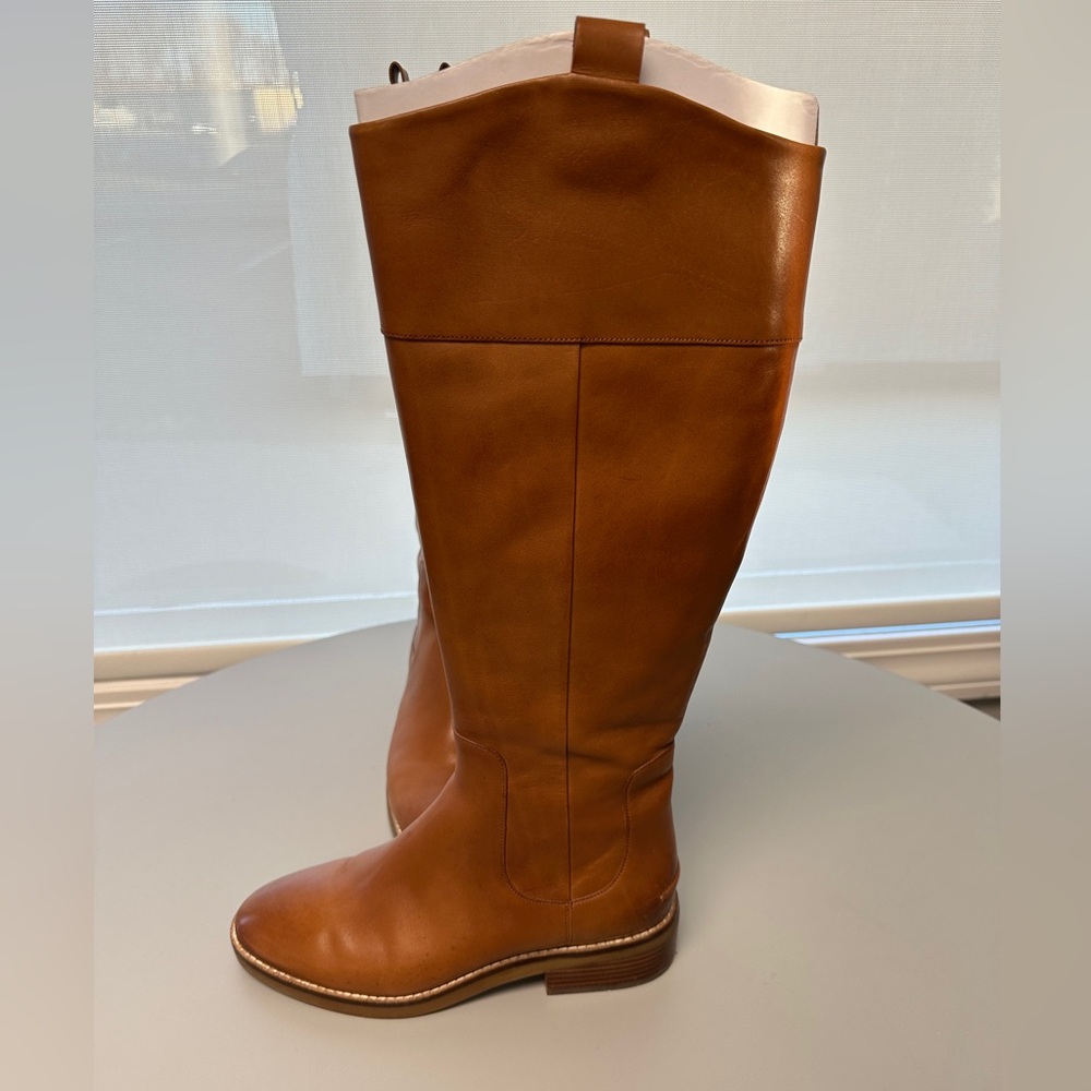 Cole Haan Tall Leather Riding Boots in Cognac Brown